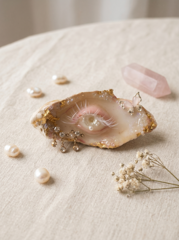 【Never】AETHERIUS OCULUS: The Mystic Oyster Gaze & Gold Butterfly Brooch